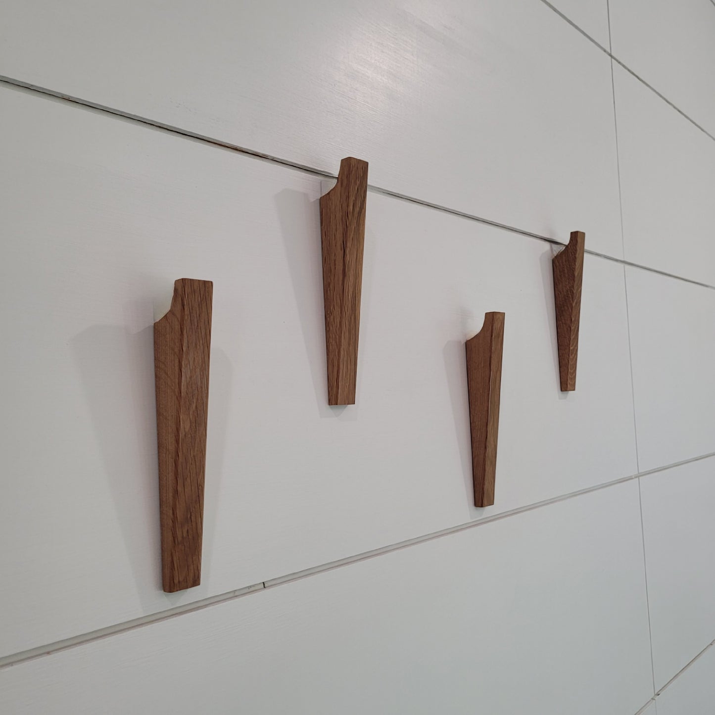 7" curved wall hooks, white oak