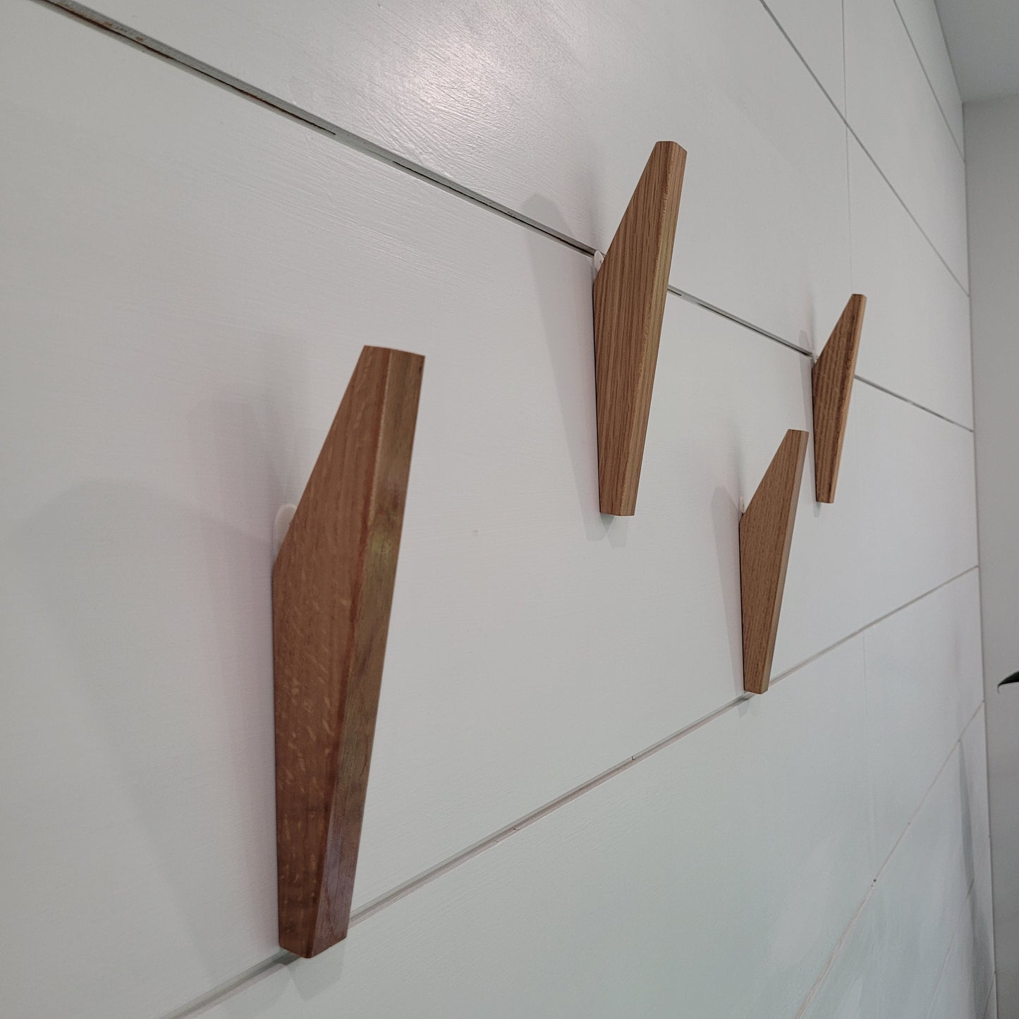 8" mid-mod wall hooks, white oak