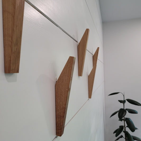 8" mid-mod wall hooks, white oak